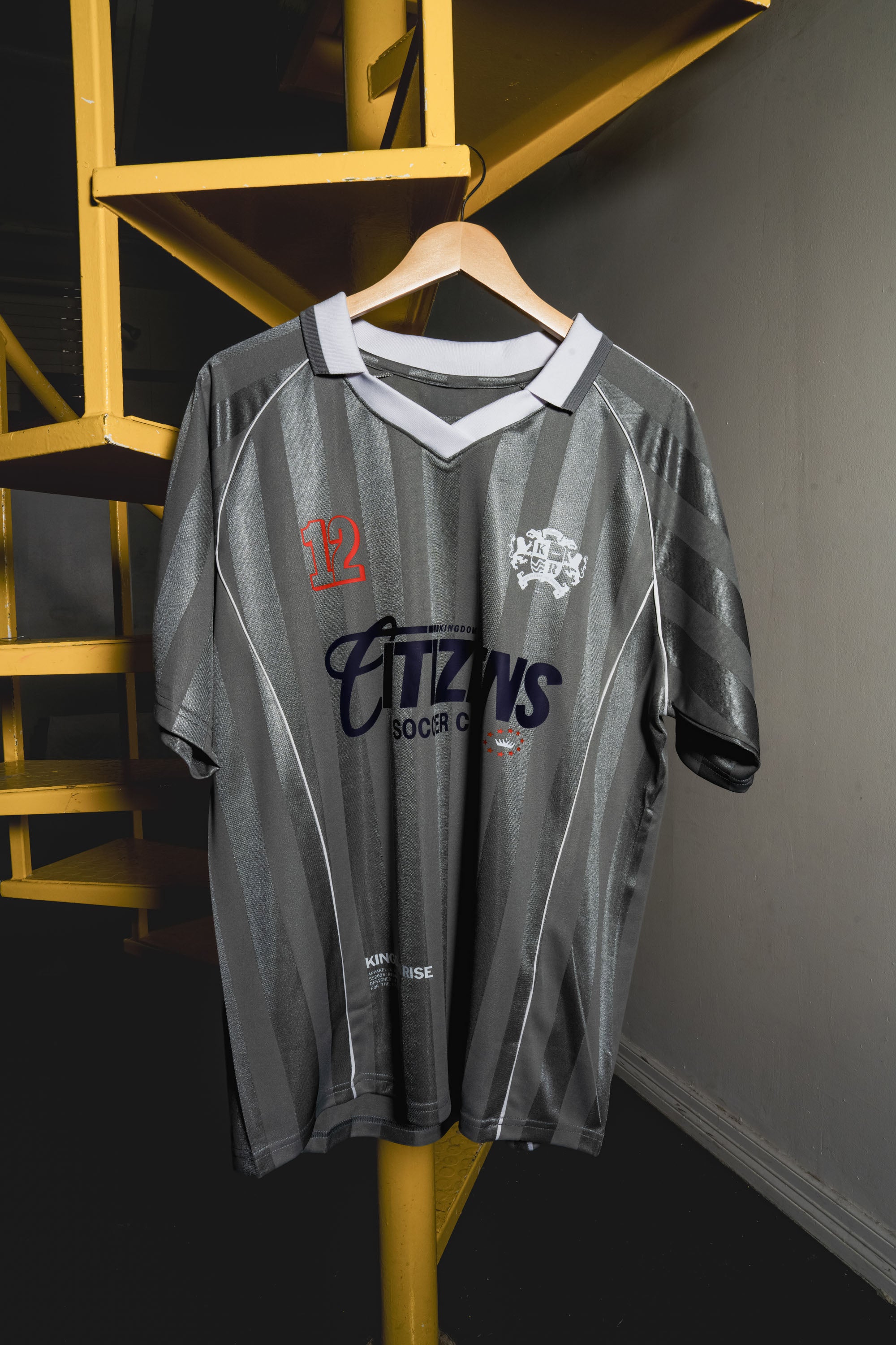 Kingdom Citizens Soccer Club Jersey - Gray | Shadow Stripe Collared Soccer Jersey