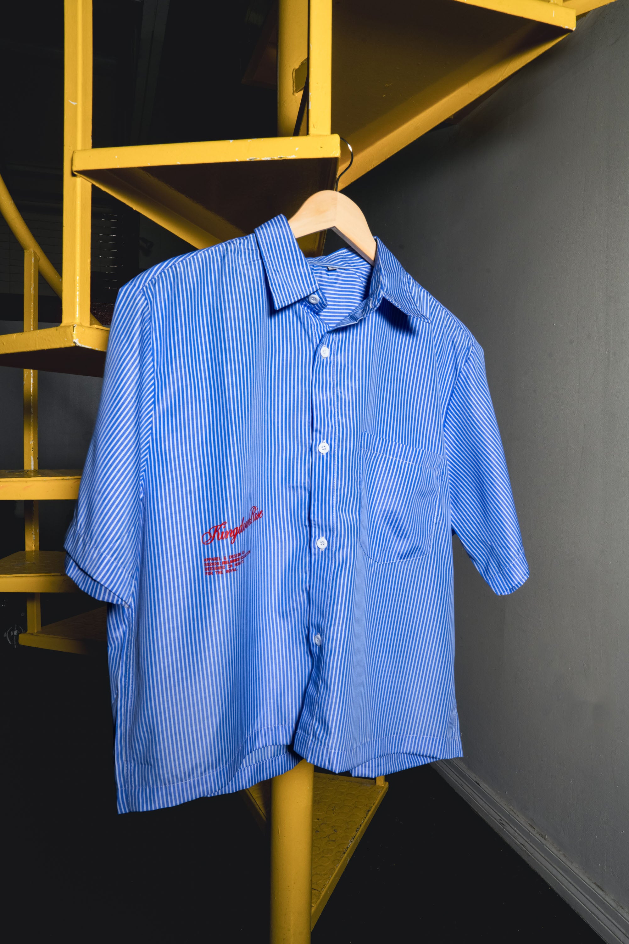 Royal Priesthood Button-up - Blue | Vertical Stripe Boxy Shirt