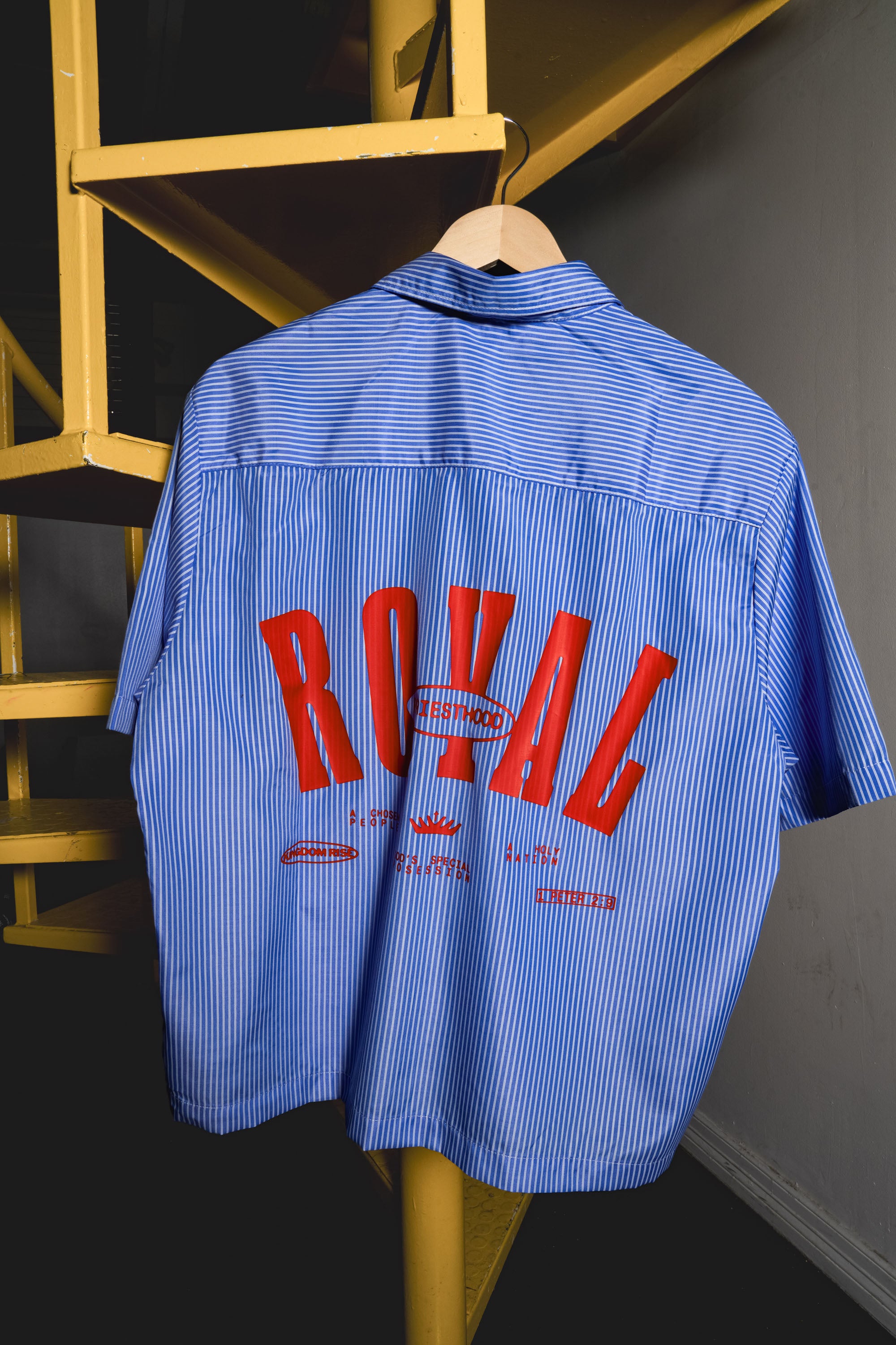 Royal Priesthood Button-up - Blue | Vertical Stripe Boxy Shirt