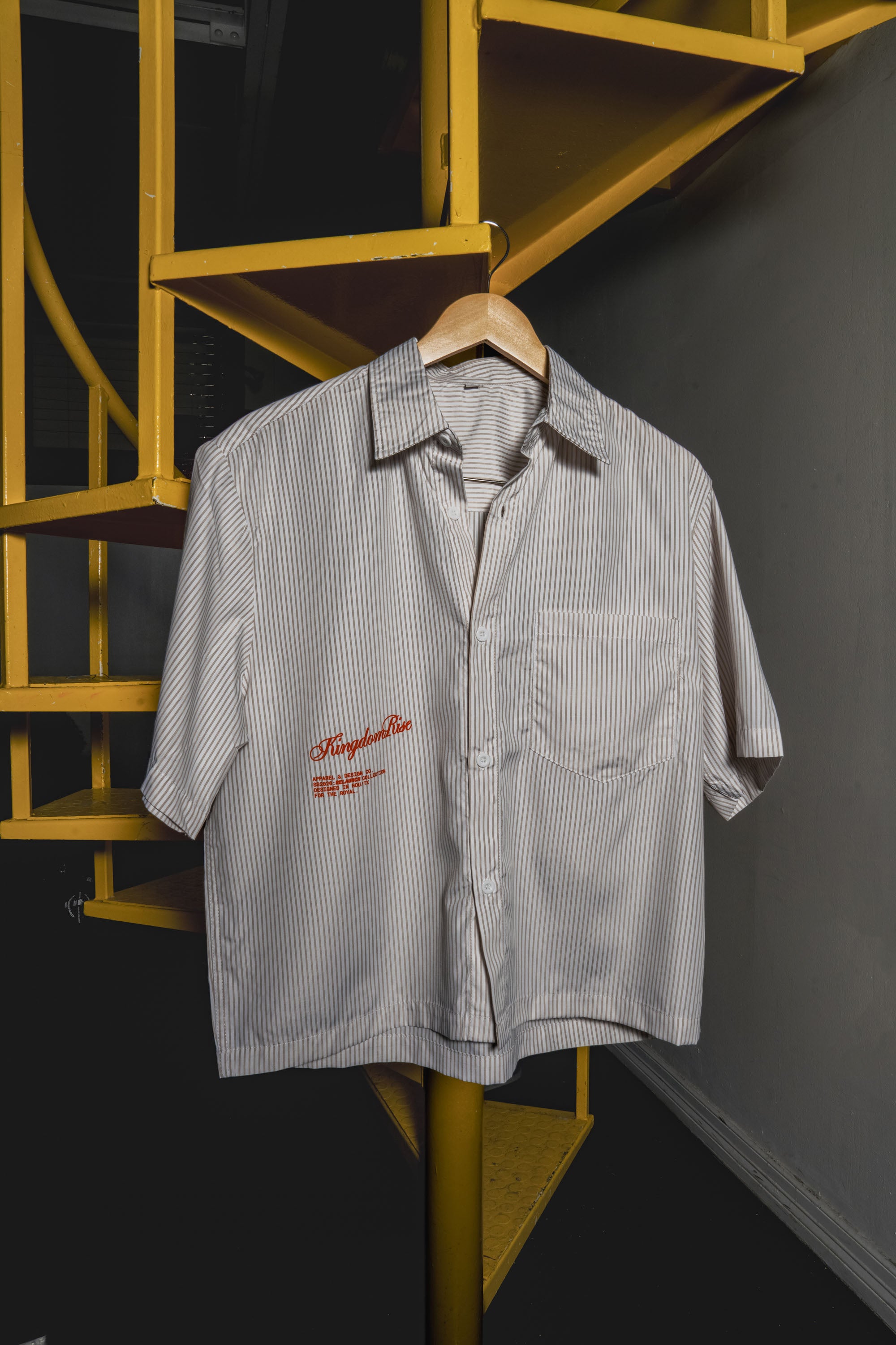 Royal Priesthood Button-up - White | Vertical Stripe Boxy Shirt