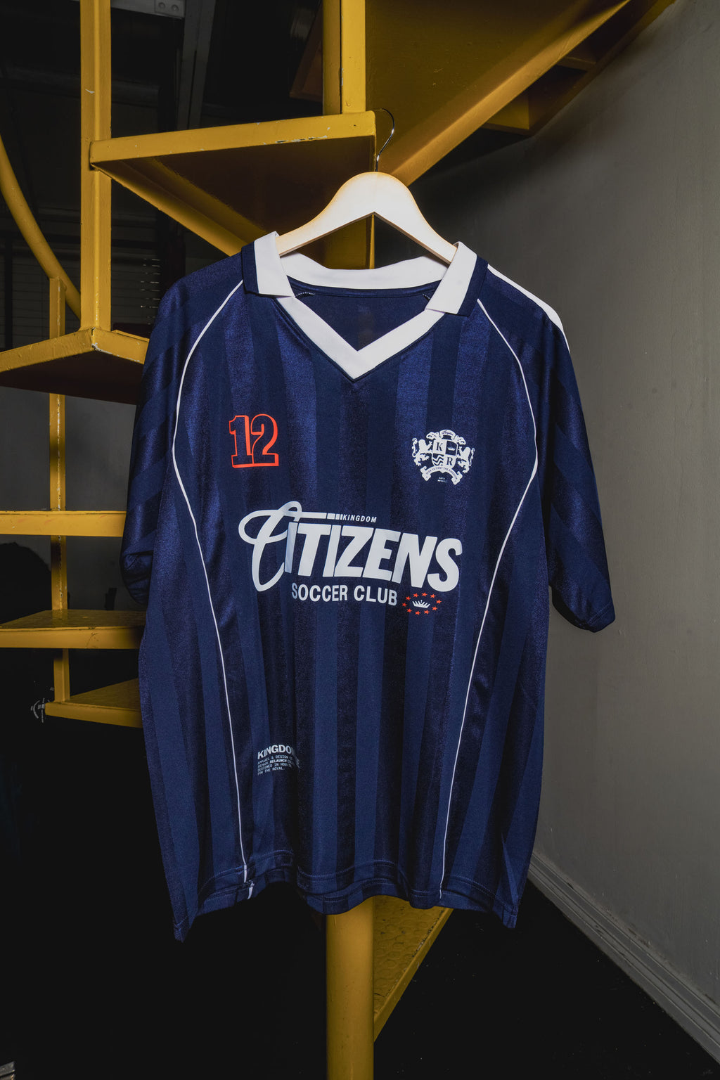 Kingdom Citizens Soccer Club Jersey - Navy Blue | Shadow Stripe Collared Soccer Jersey