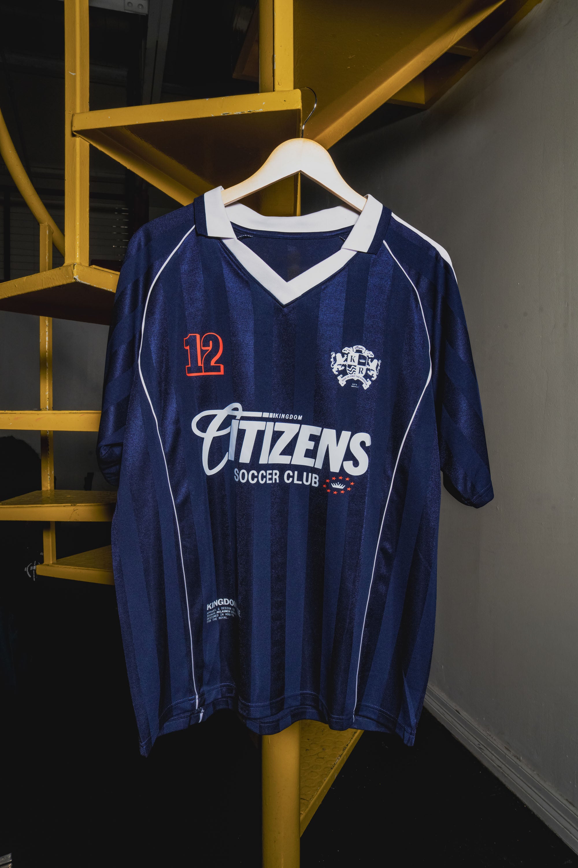 Kingdom Citizens Soccer Club Jersey - Navy Blue | Shadow Stripe Collared Soccer Jersey