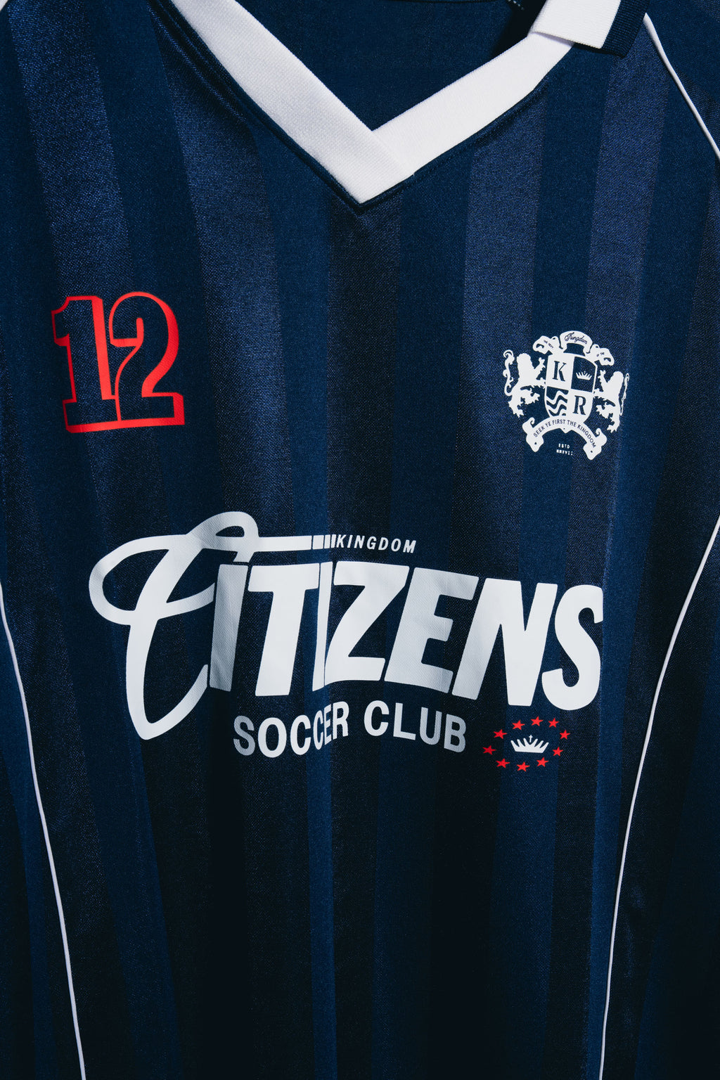 Kingdom Citizens Soccer Club Jersey - Navy Blue | Shadow Stripe Collared Soccer Jersey