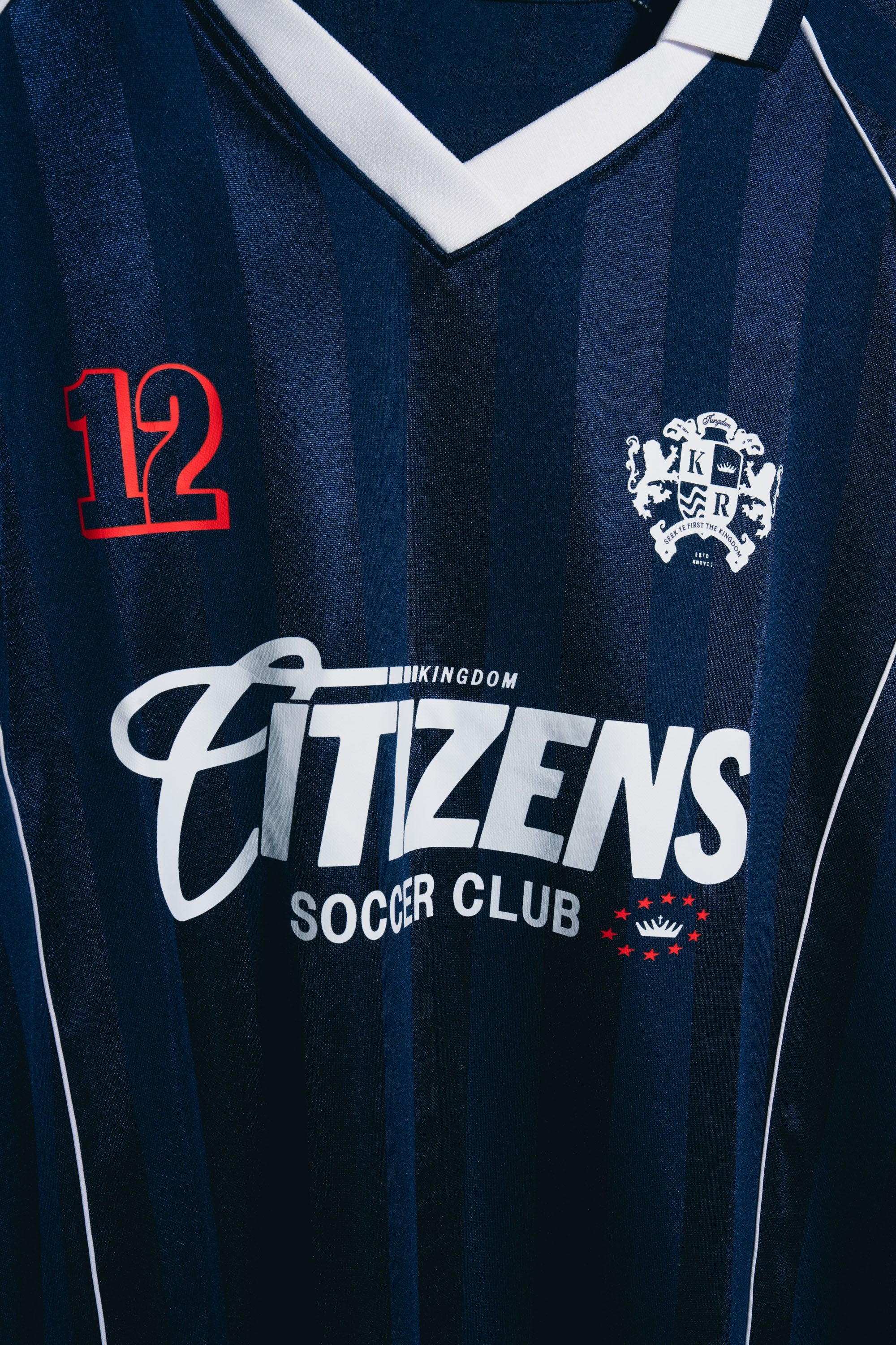 Kingdom Citizens Soccer Club Jersey - Navy Blue | Shadow Stripe Collared Soccer Jersey
