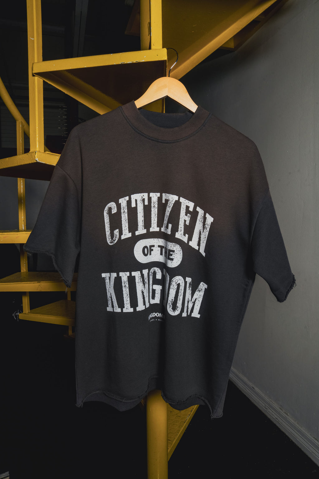 Kingdom Citizen Premium Tee - Dark Gray | Sun Fade Raw Edge T-Shirt