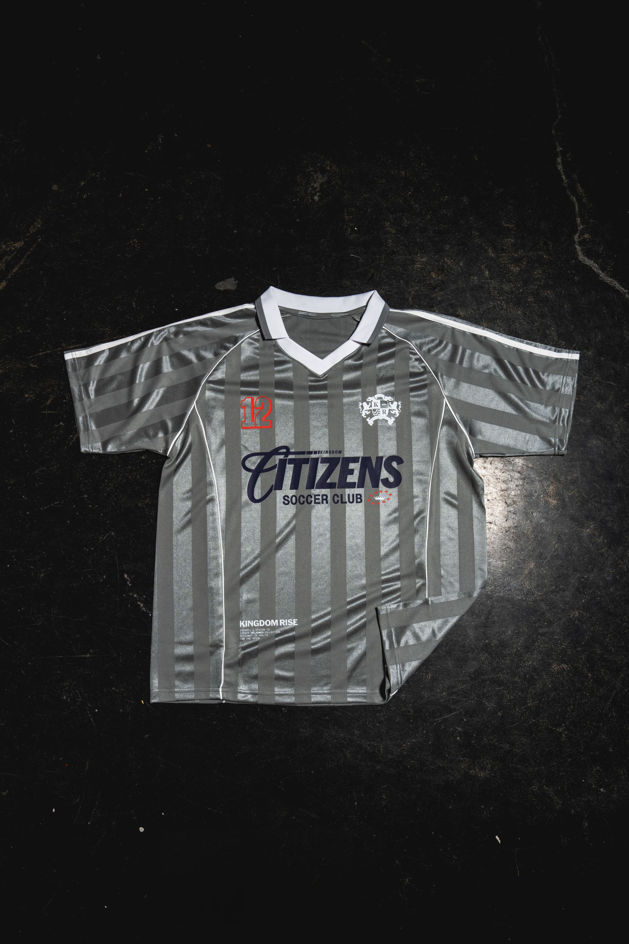 Kingdom Citizens Soccer Club Jersey - Gray | Shadow Stripe Collared Soccer Jersey