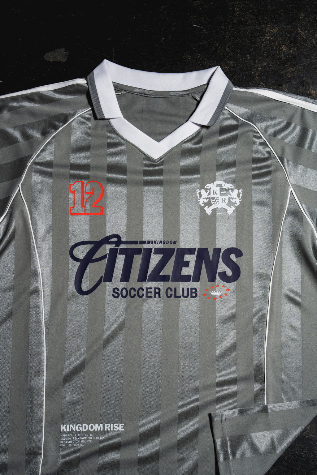 Kingdom Citizens Soccer Club Jersey - Gray | Shadow Stripe Collared Soccer Jersey