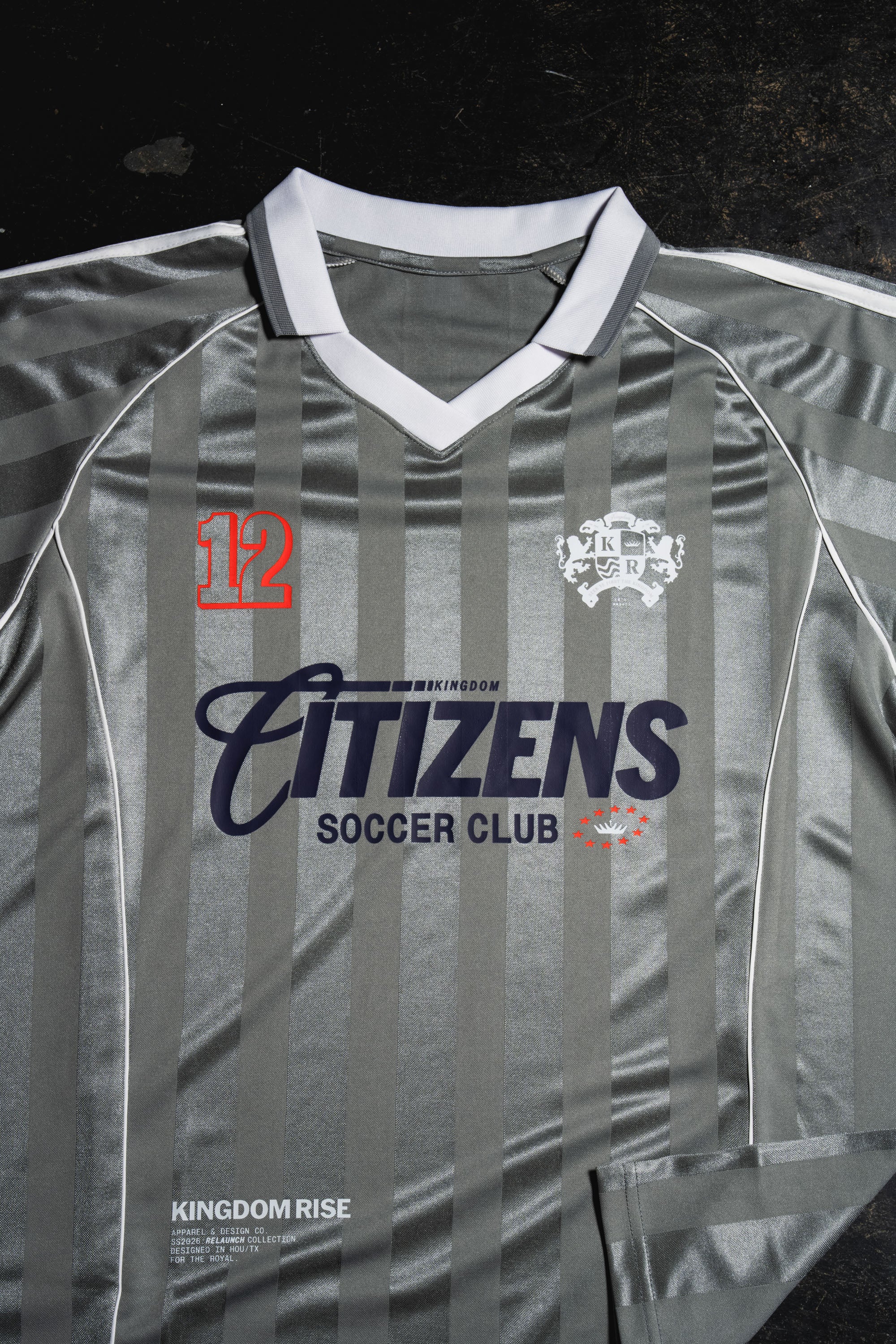 Kingdom Citizens Soccer Club Jersey - Gray | Shadow Stripe Collared Soccer Jersey