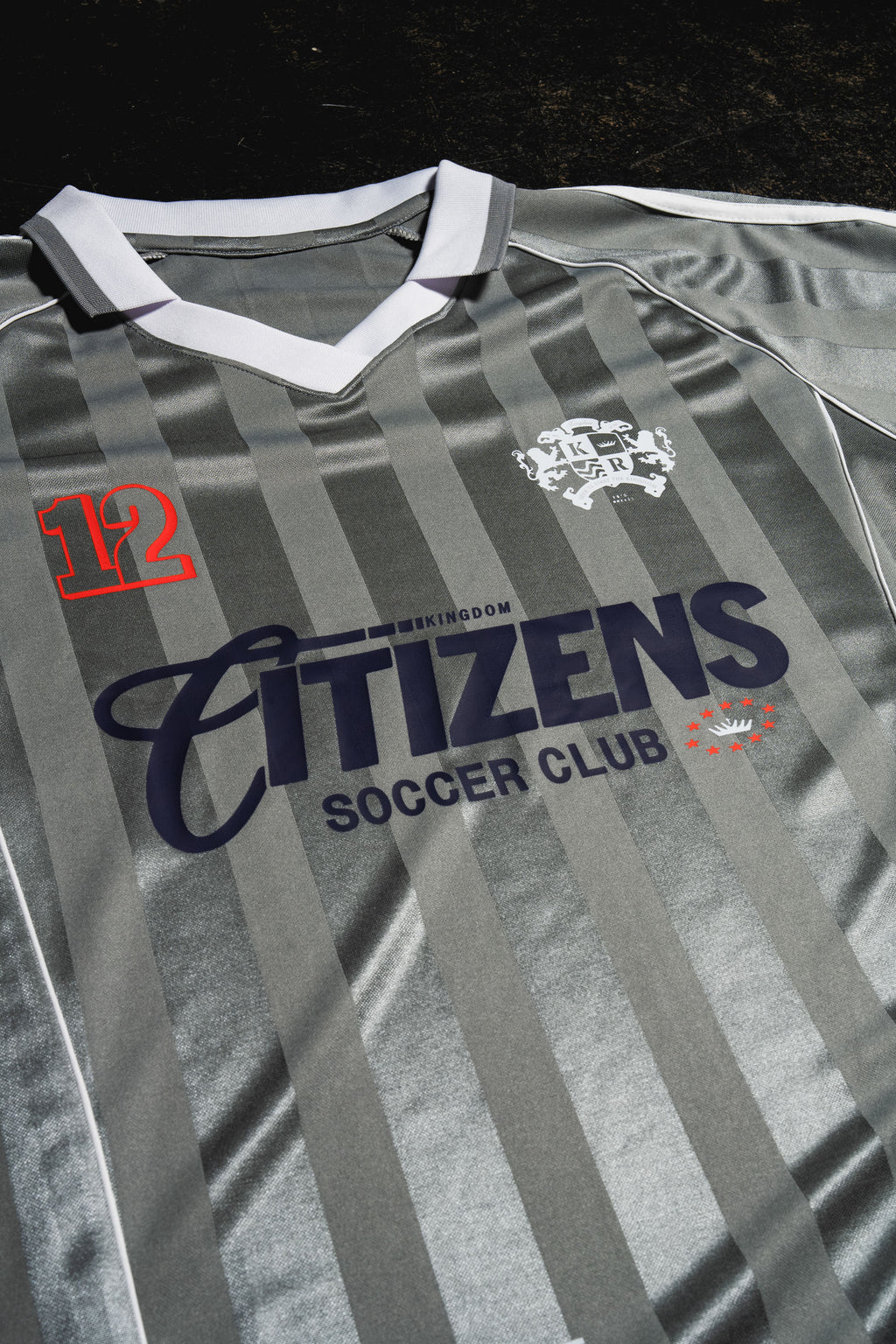 Kingdom Citizens Soccer Club Jersey - Gray | Shadow Stripe Collared Soccer Jersey