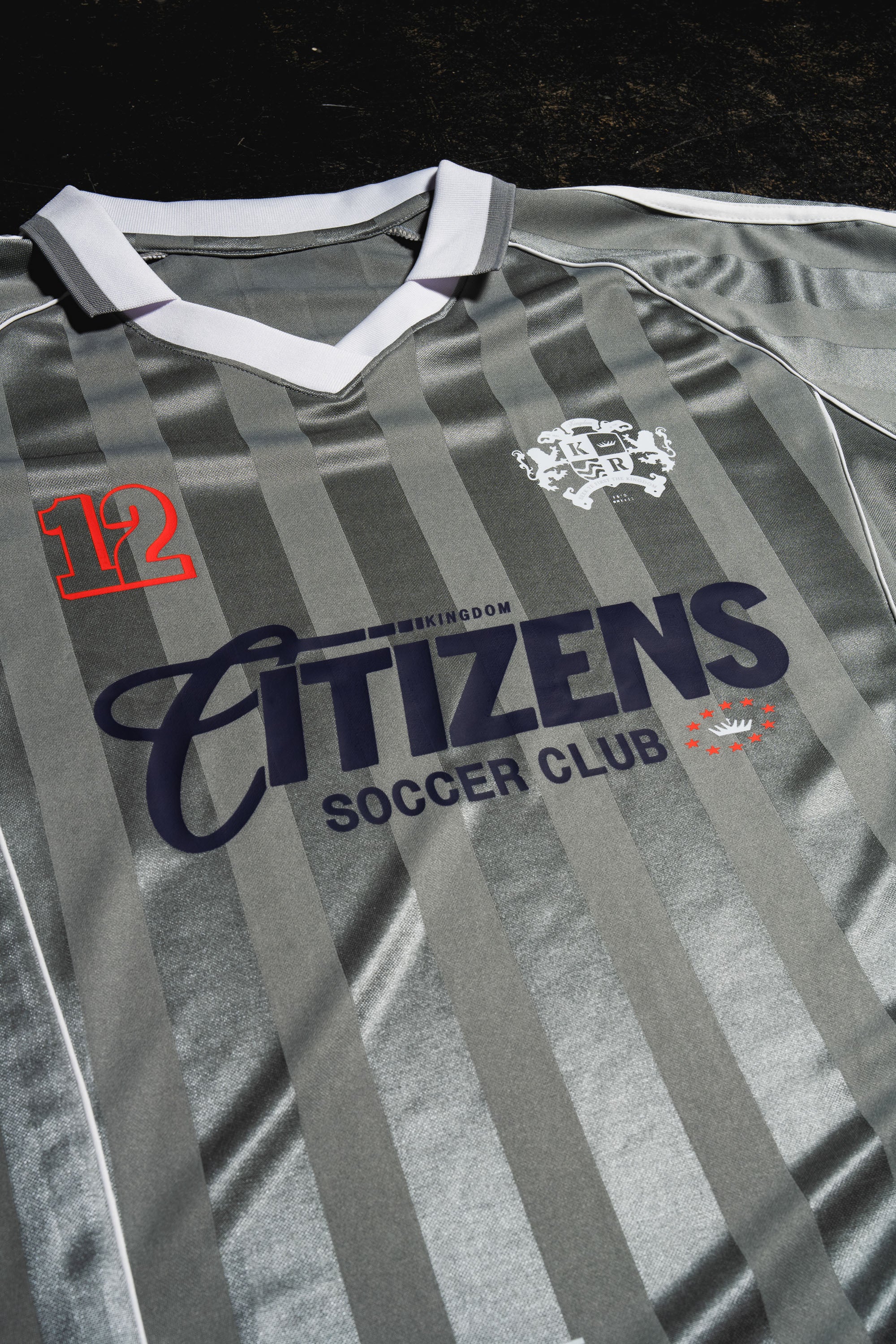 Kingdom Citizens Soccer Club Jersey - Gray | Shadow Stripe Collared Soccer Jersey