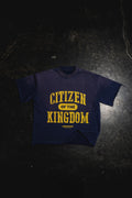 Kingdom Citizen Premium Tee - Navy Blue | Sun Fade Raw Edge T-Shirt