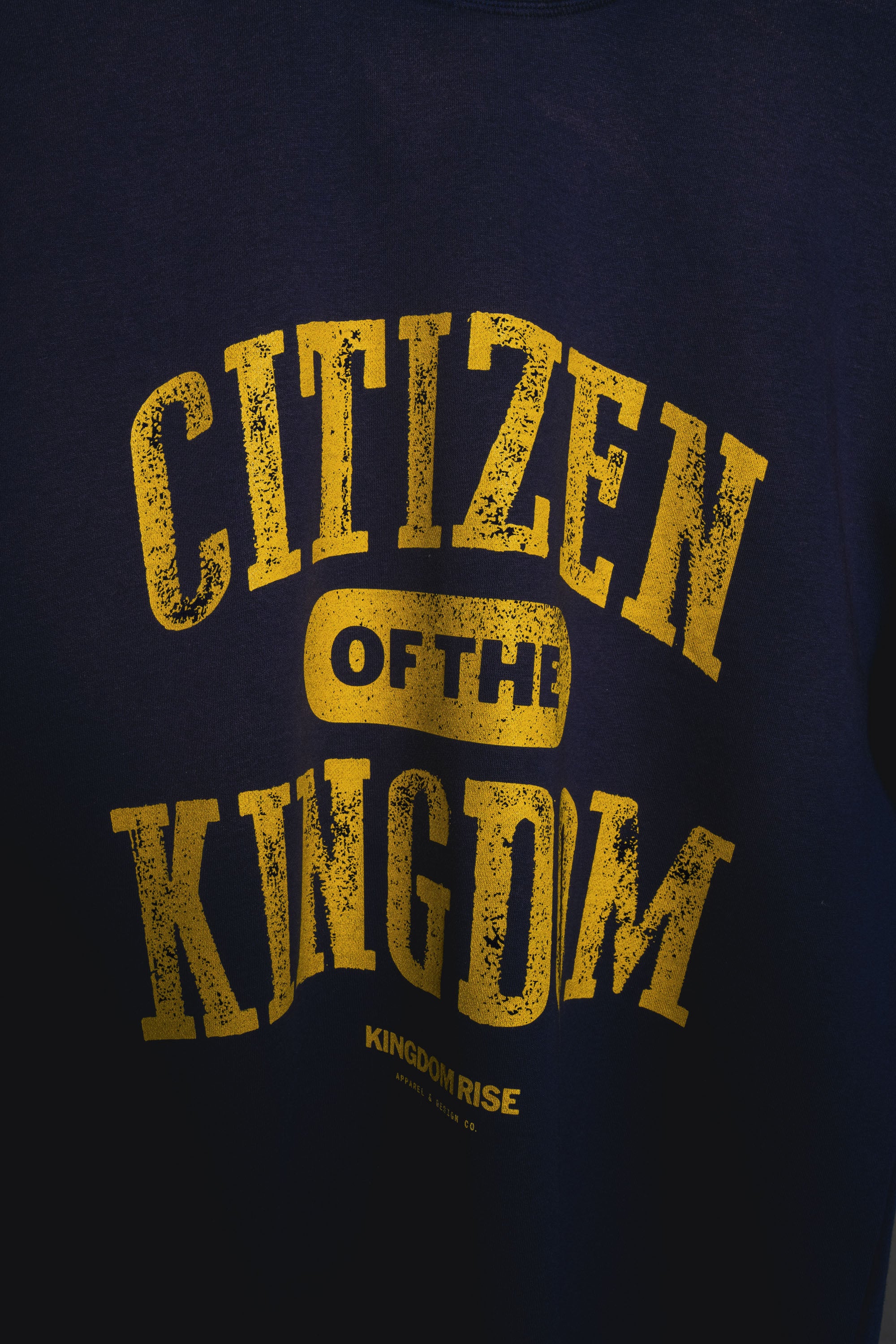 Kingdom Citizen Premium Tee - Navy Blue | Sun Fade Raw Edge T-Shirt