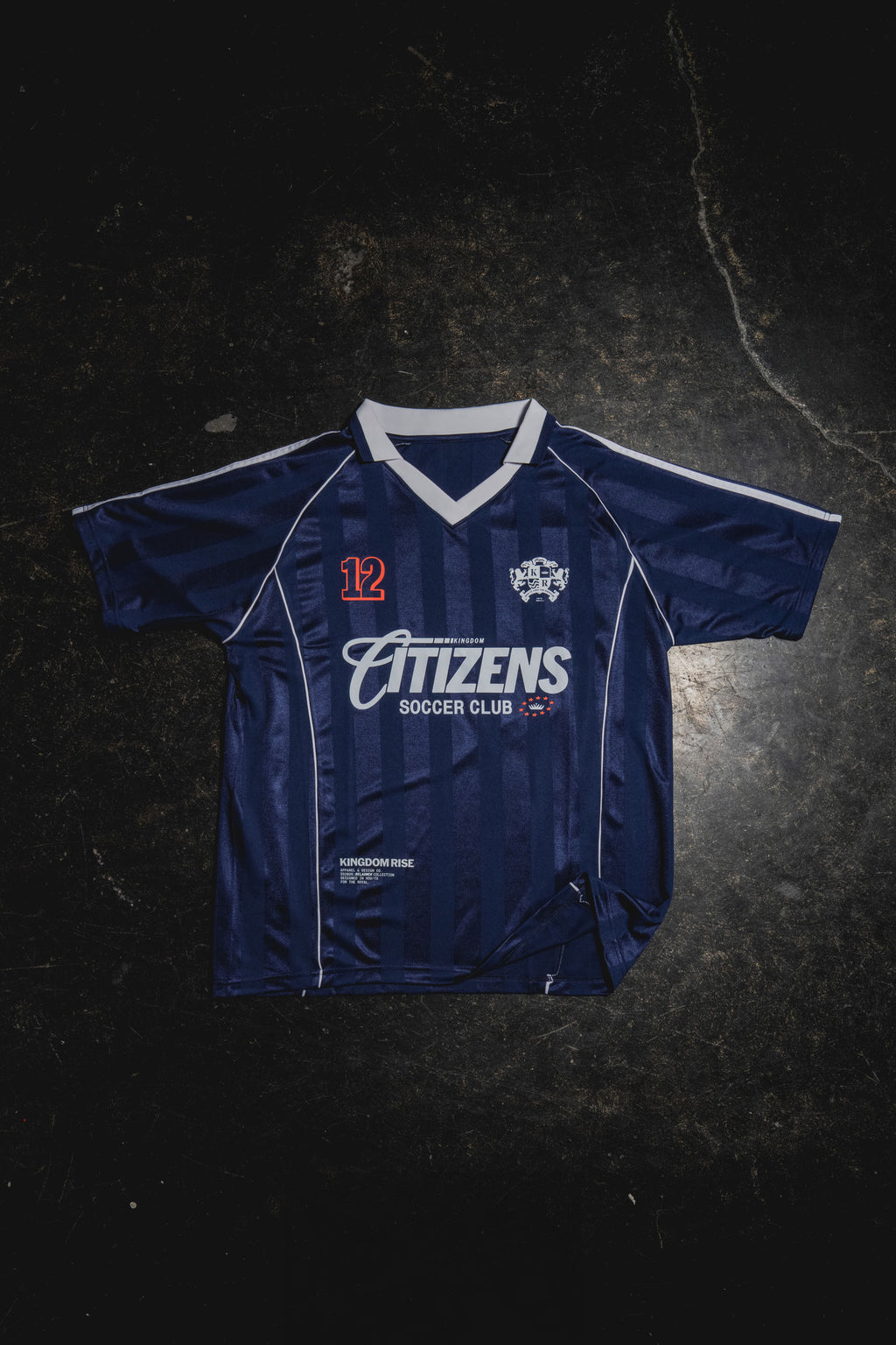 Kingdom Citizens Soccer Club Jersey - Navy Blue | Shadow Stripe Collared Soccer Jersey