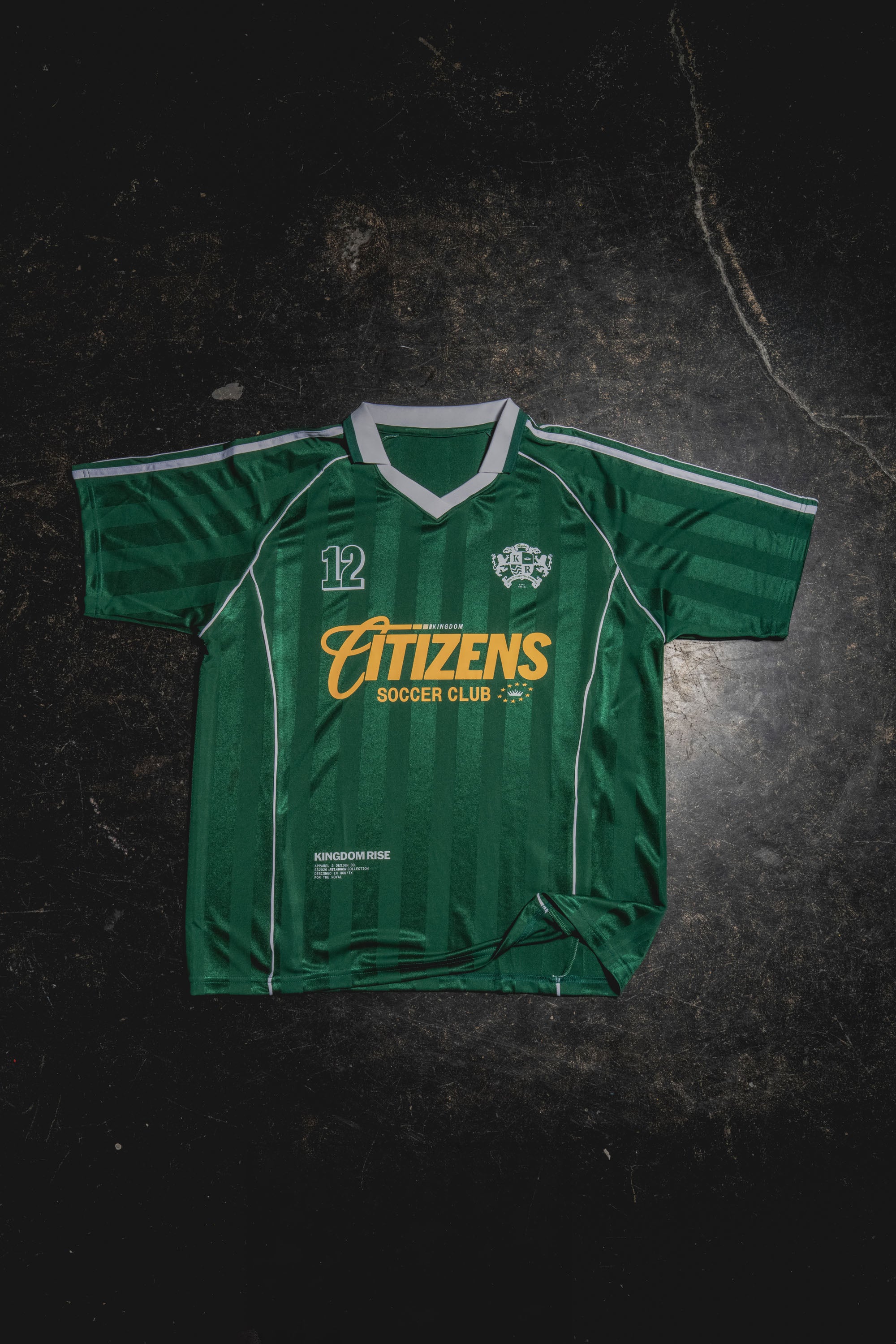 Kingdom Citizens Soccer Club Jersey - Green | Shadow Stripe Collared Soccer Jersey