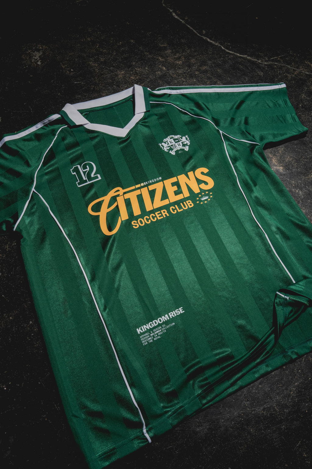Kingdom Citizens Soccer Club Jersey - Green | Shadow Stripe Collared Soccer Jersey
