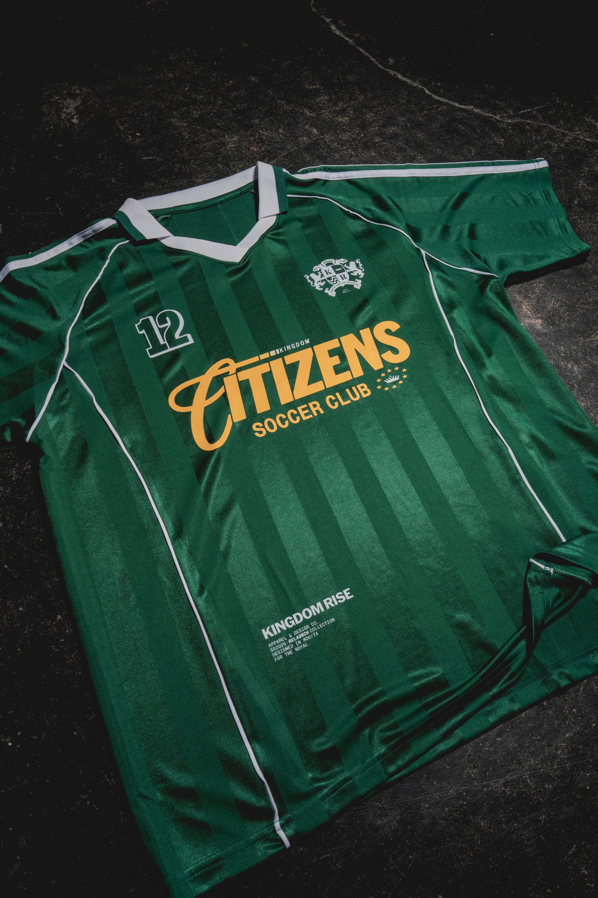 Kingdom Citizens Soccer Club Jersey - Green | Shadow Stripe Collared Soccer Jersey