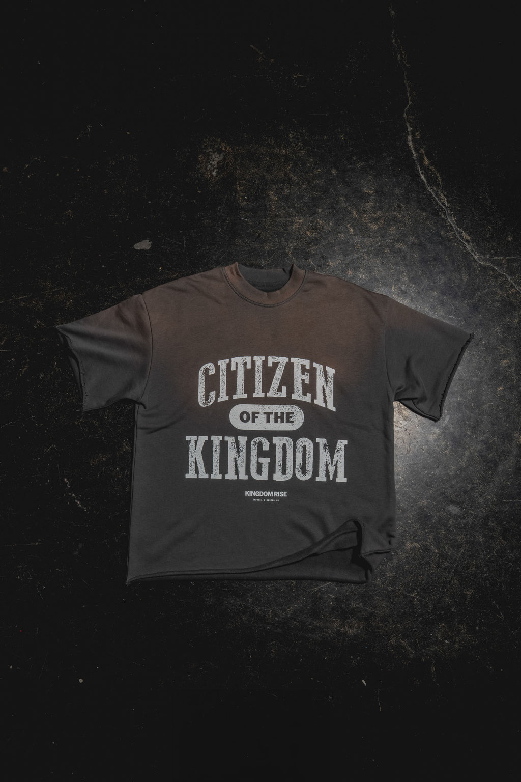 Kingdom Citizen Premium Tee - Dark Gray | Sun Fade Raw Edge T-Shirt