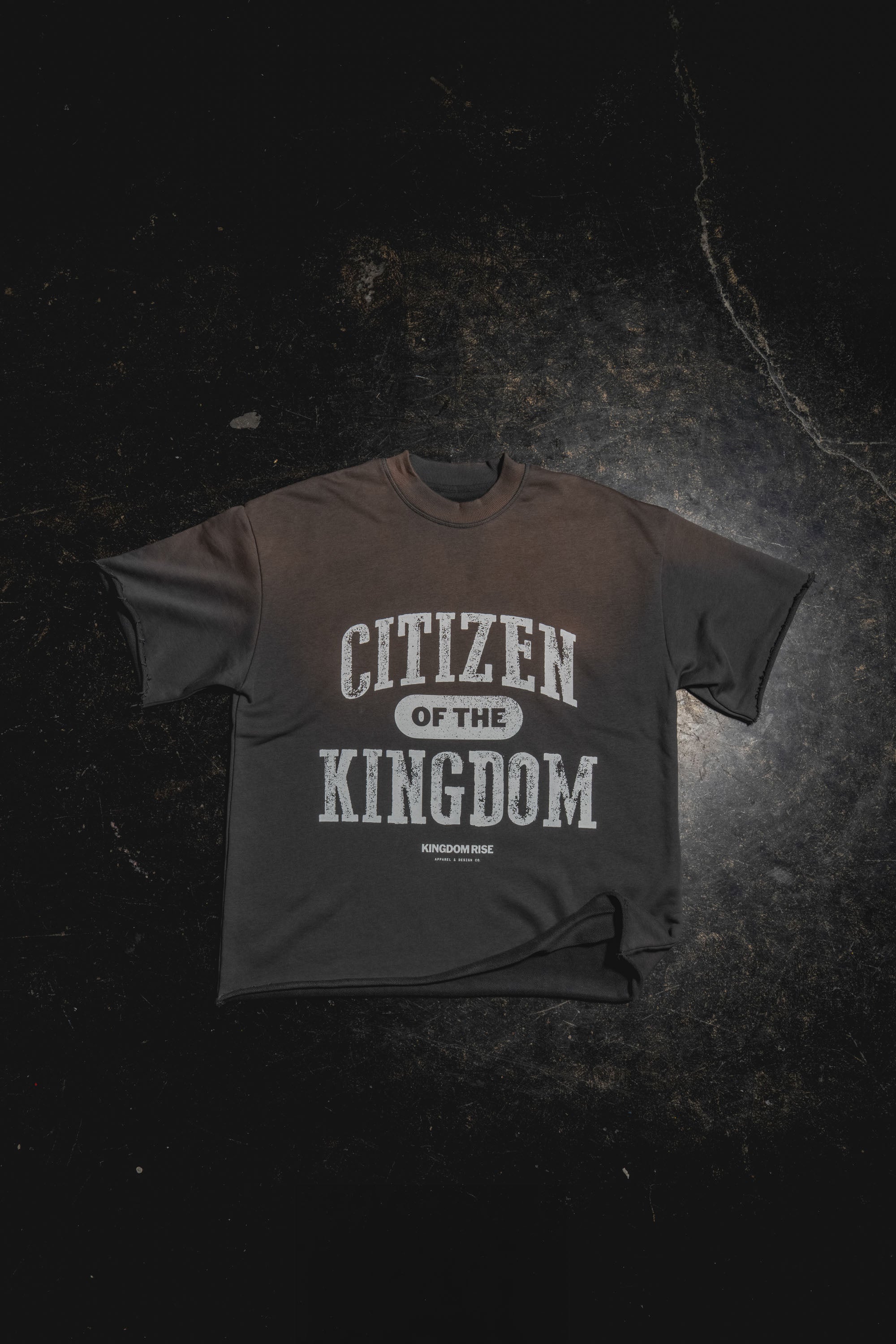 Kingdom Citizen Premium Tee - Dark Gray | Sun Fade Raw Edge T-Shirt
