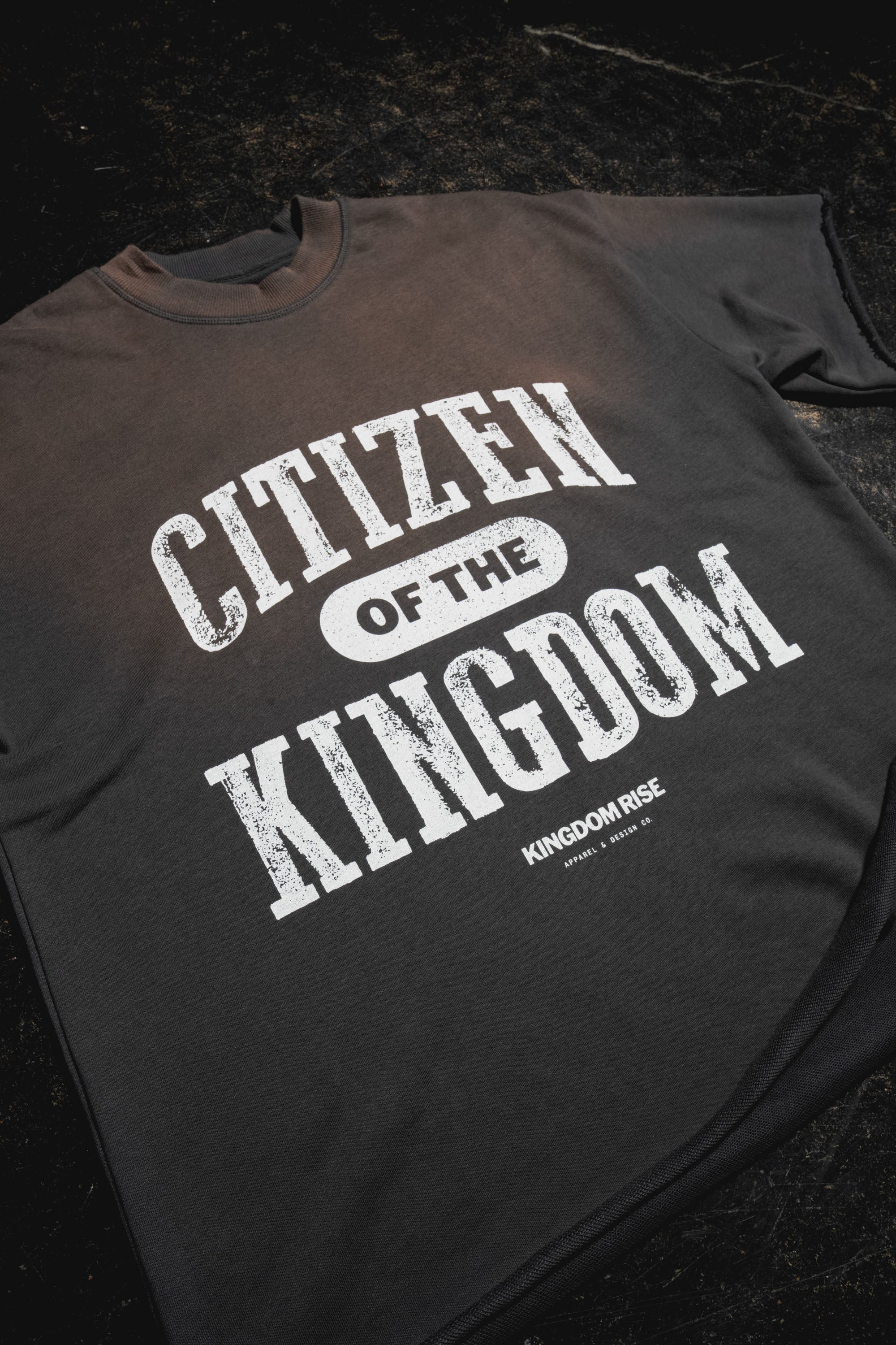 Kingdom Citizen Premium Tee - Dark Gray | Sun Fade Raw Edge T-Shirt