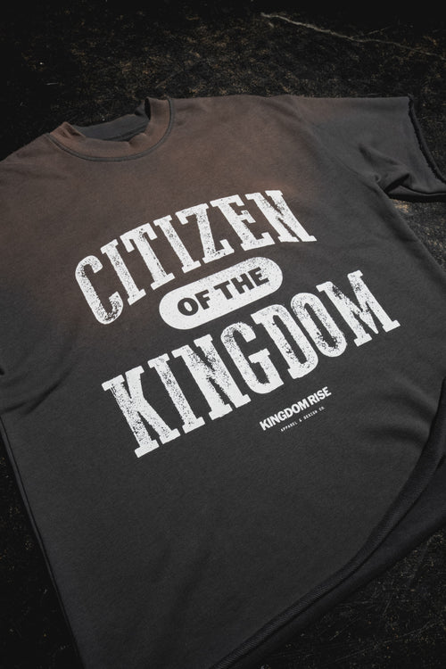 Kingdom Citizen Premium Tee - Dark Gray | Sun Fade Raw Edge T-Shirt