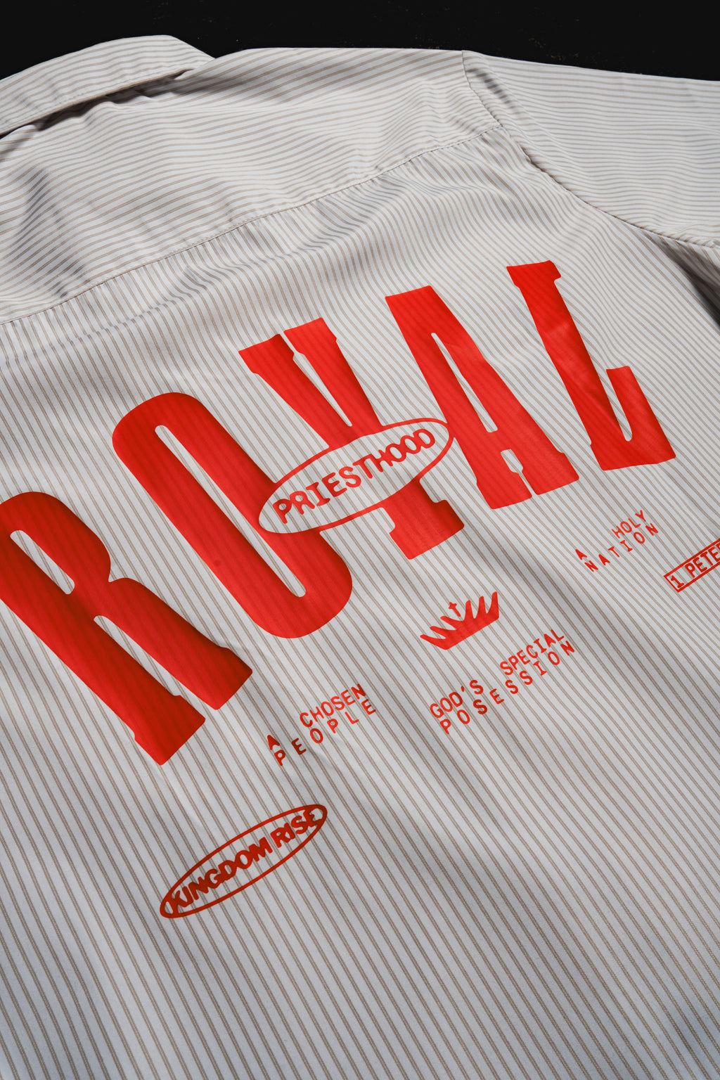 Royal Priesthood Button-up - White | Vertical Stripe Boxy Shirt