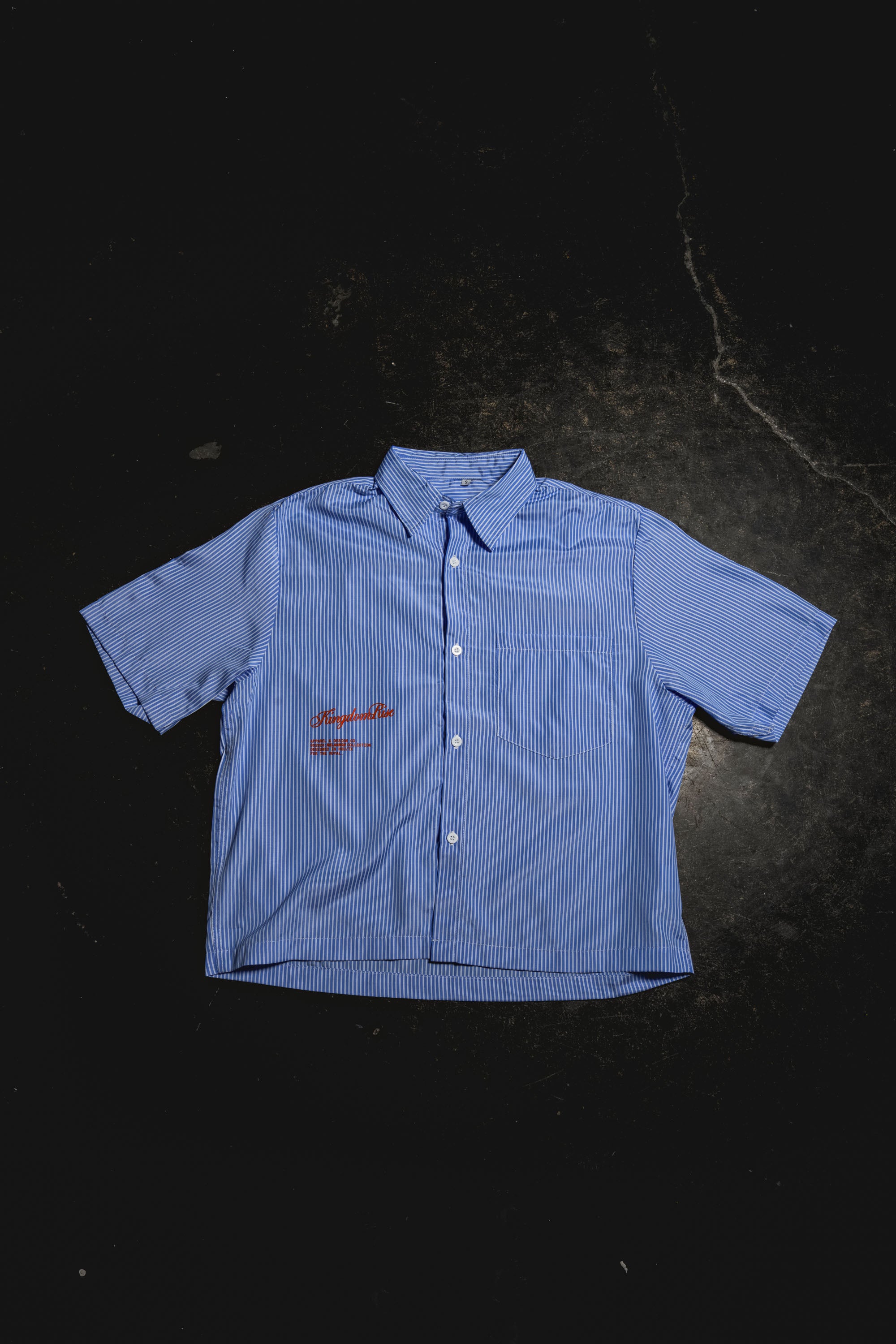 Royal Priesthood Button-up - Blue | Vertical Stripe Boxy Shirt