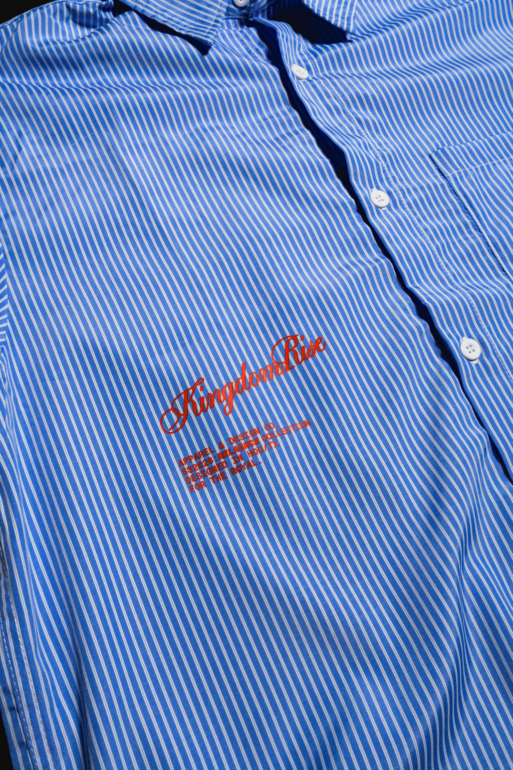 Royal Priesthood Button-up - Blue | Vertical Stripe Boxy Shirt