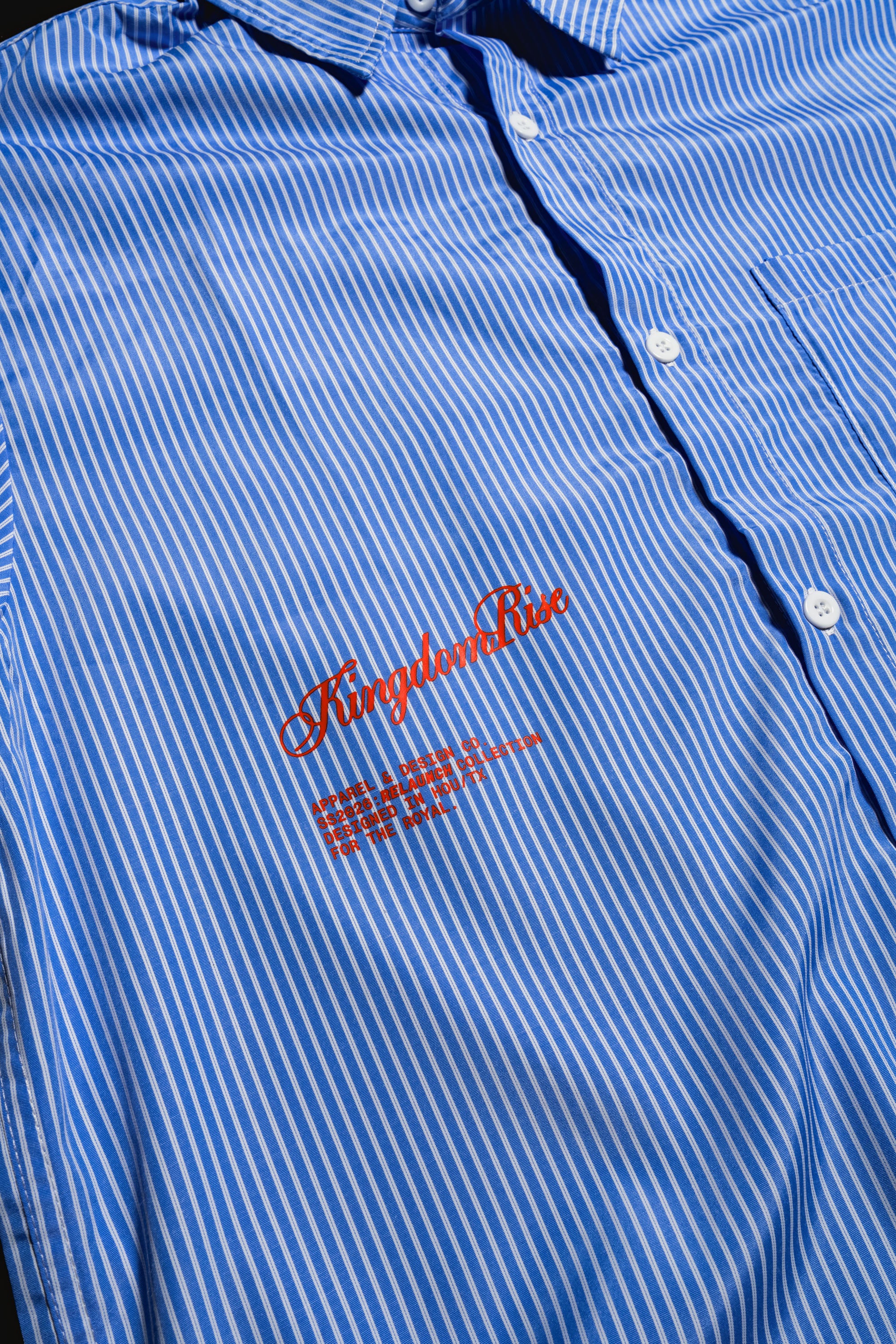 Royal Priesthood Button-up - Blue | Vertical Stripe Boxy Shirt
