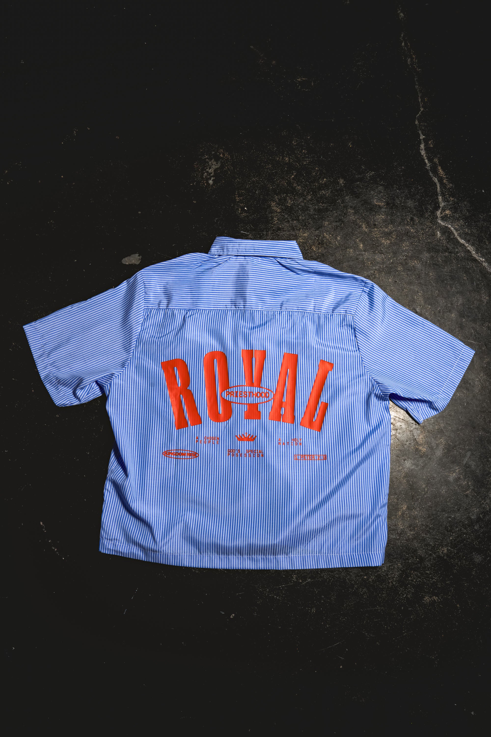 Royal Priesthood Button-up - Blue | Vertical Stripe Boxy Shirt