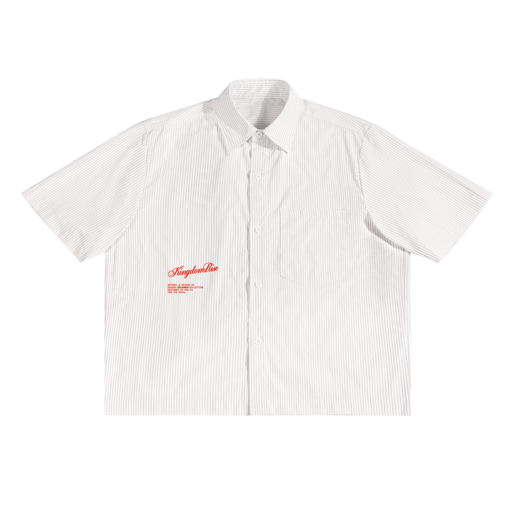 Royal Priesthood Button-up - White | Vertical Stripe Boxy Shirt
